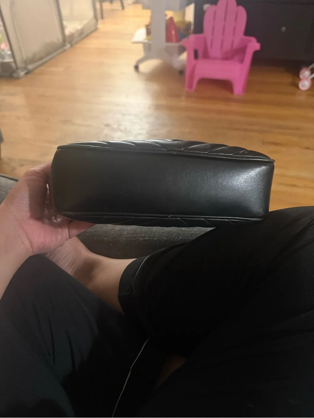 Saint Laurent Black Chevron Quilted Leather Camera Bag